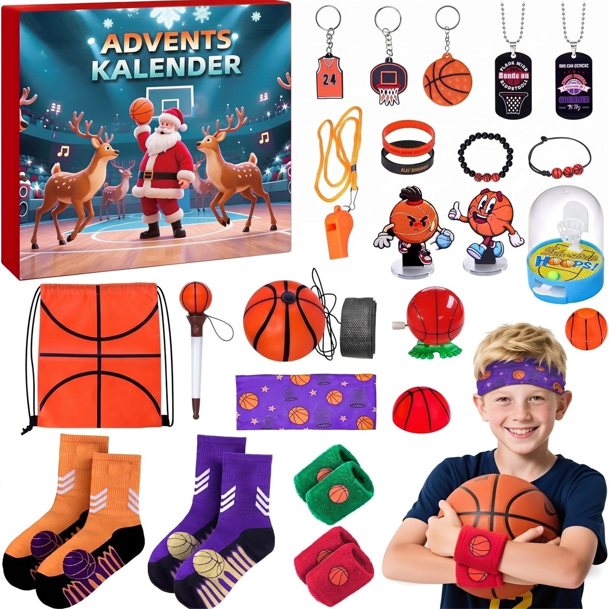Basketball Advent Calendar for Kids with 24 Accessories and Fold-Out Court 2026