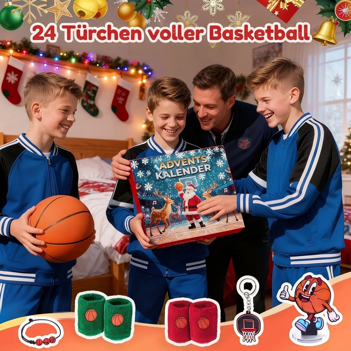 Basketball Advent Calendar for Kids with 24 Accessories and Fold-Out Court 2026