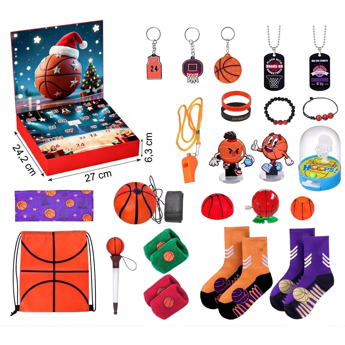 Basketball Advent Calendar for Kids with 24 Accessories and Fold-Out Court 2026