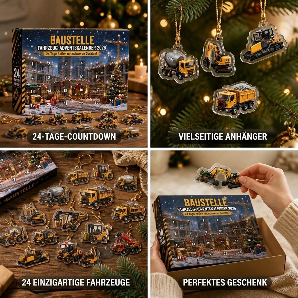Baggino | Construction Vehicle Advent Calendar with 24 Flat Acrylic Pendants 2026