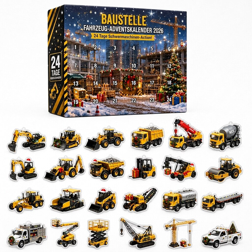 Baggino | Construction Vehicle Advent Calendar with 24 Flat Acrylic Pendants 2026