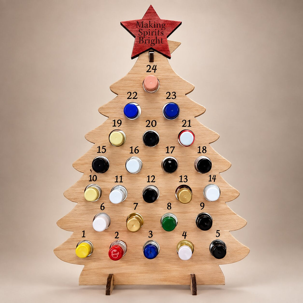 Fill Your Own Wooden Beer Advent Calendar Christmas Tree for 24 Mini Bottles 2026
