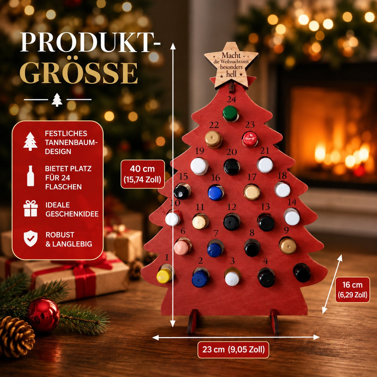 Fill Your Own Wooden Beer Advent Calendar Christmas Tree for 24 Mini Bottles 2026