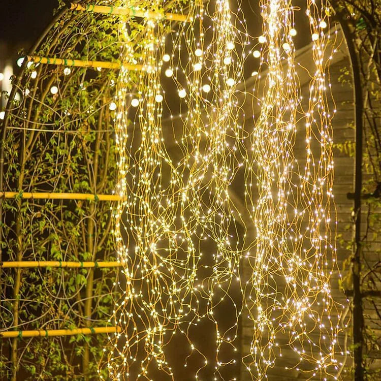 LED String Lights with 500 Bulbs, 50 m – Warm White on Silver Wire, Indoor & Outdoor Christmas Decoration