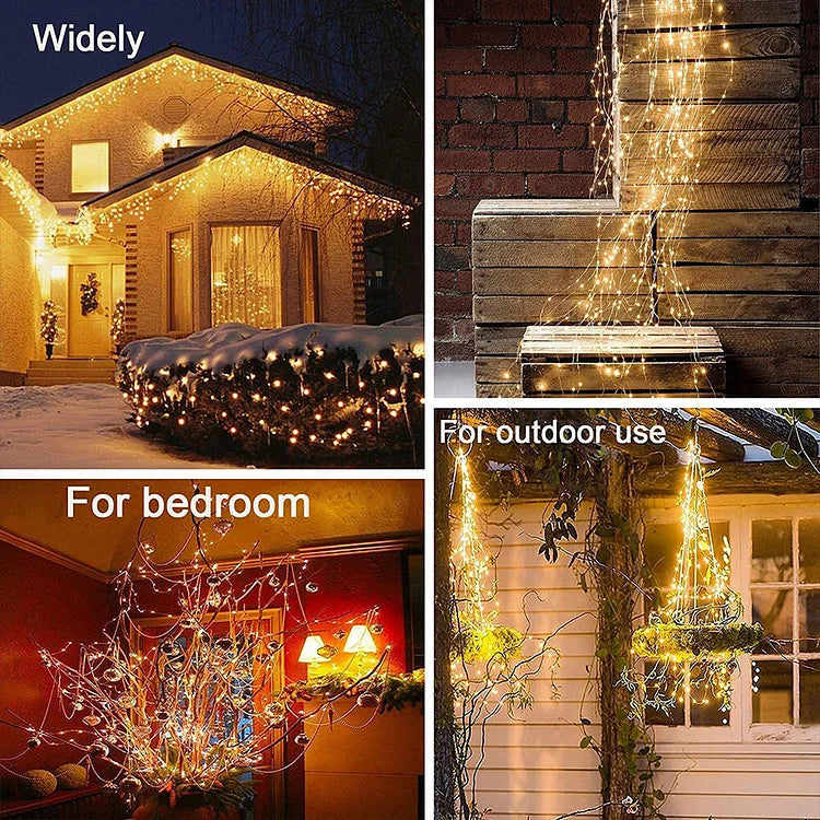 LED Christmas Tree Waterfall Lights with Remote Control – 600 LEDs, 8 Light Modes, Indoor & Outdoor Festive Lighting