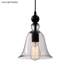 Bell-Shaped Black & Clear Glass Pendant Light – Industrial Design Ceiling Lighting, E26/E27, for Dining Room & Kitchen