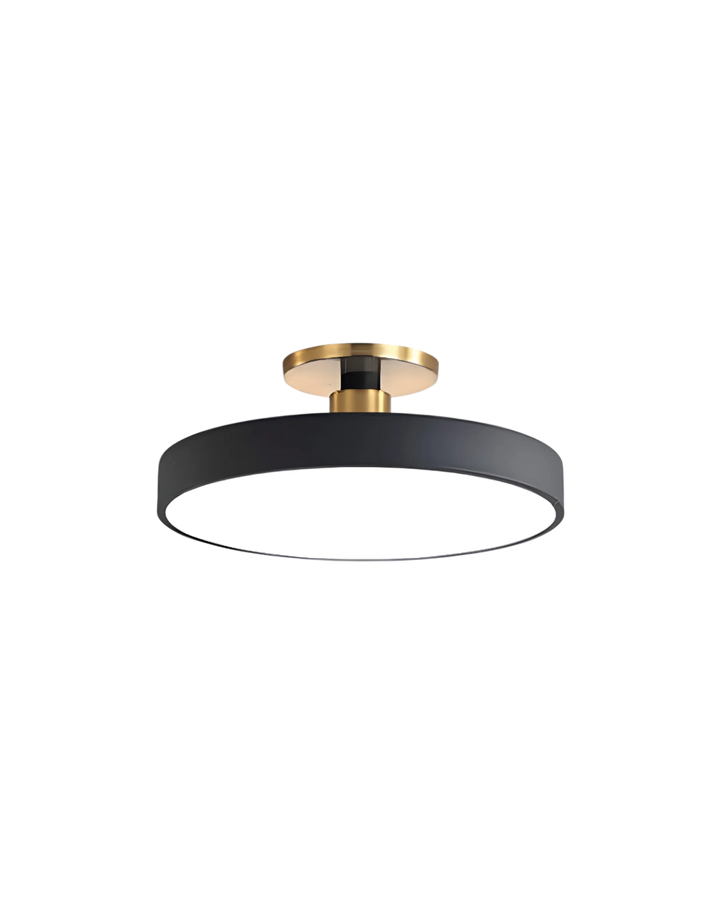 Modern Round Ceiling Light with Gold Detail & Acrylic Diffuser – Minimalist Semi-Flush for Living Room & Bedroom