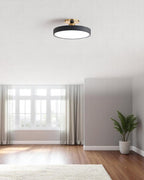 Modern Round Ceiling Light with Gold Detail & Acrylic Diffuser – Minimalist Semi-Flush for Living Room & Bedroom