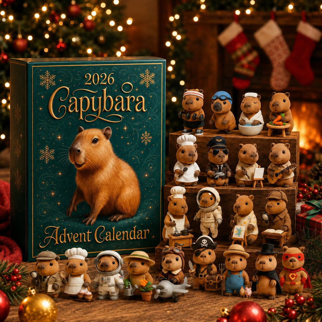 Capybara Advent Calendar with 24 Decorative PVC Capybara Pieces 2026