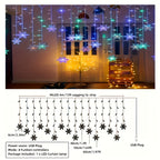 USB Snowflake String Lights – 4 m Multicolour LED, Christmas Decoration for Festive Winter Interiors