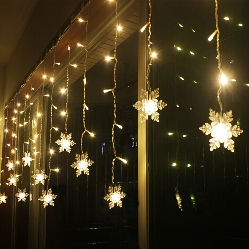 USB Snowflake String Lights – 4 m Multicolour LED, Christmas Decoration for Festive Winter Interiors