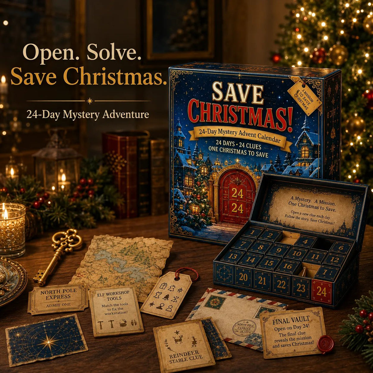 Mystavo | Puzzle Advent Calendar with 24 Clues and 6 Adventure Themes