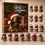 Dachshund Ornament Advent Calendar with 24 Flat Plastic Dachshund Figures 2026