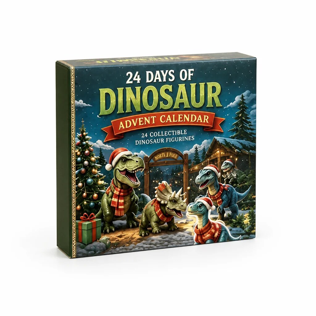 Dino Acrylic Advent Calendar with 24 Flat Dinosaur Figures 2026
