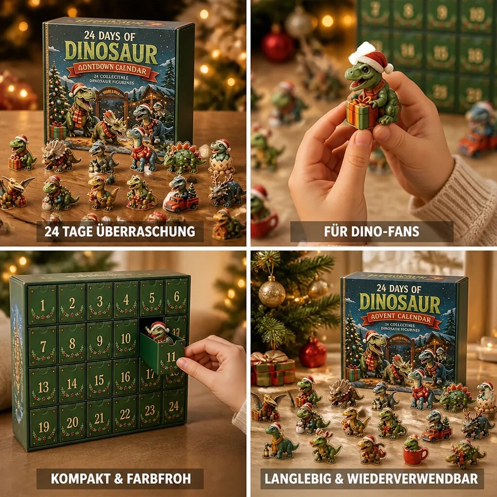 Dino Acrylic Advent Calendar with 24 Flat Dinosaur Figures 2026