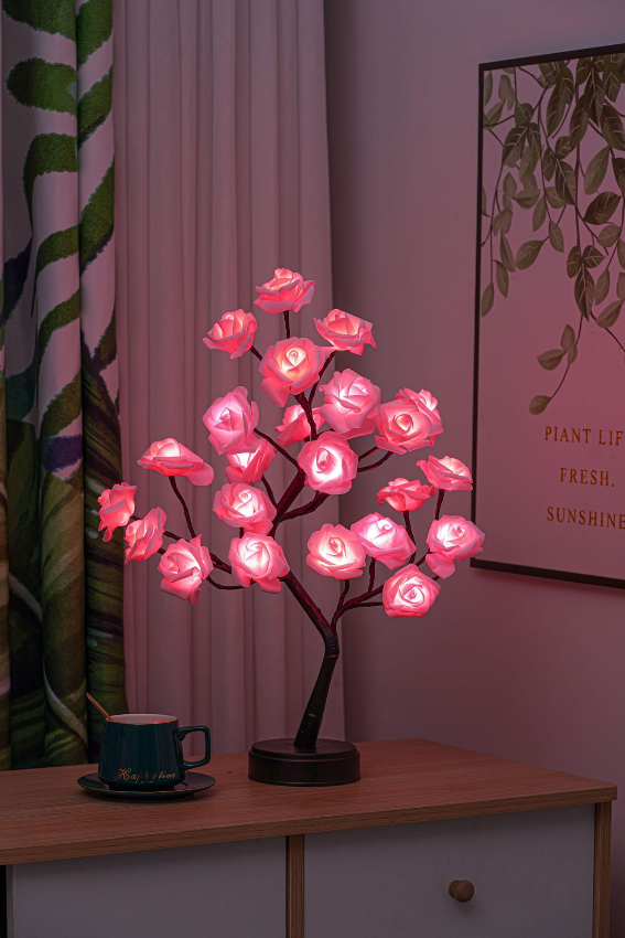 LED Flower Decoration Lamp with 24 Flowers – Warm White Table or Floor Lamp for Living Room, Office & Bedroom