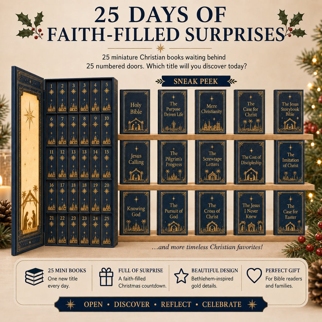 Christian Mini Book Ornament Advent Calendar with 25 Miniature Books 2026