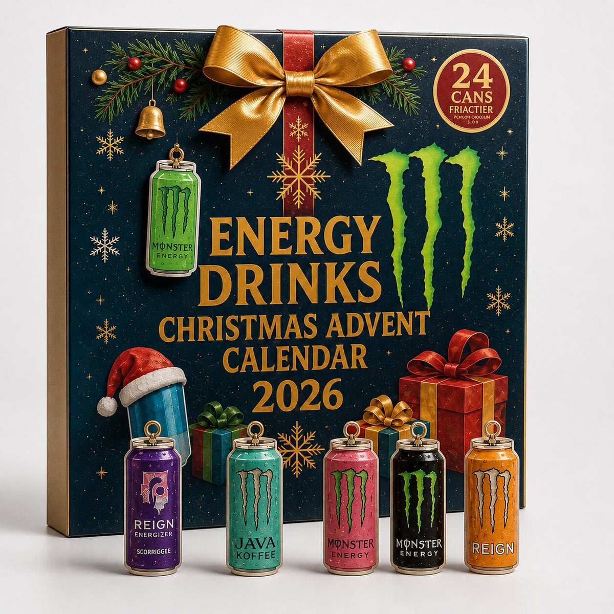 Energy Drink Can Design Advent Calendar with 24 Flat Decorative Pieces 2026