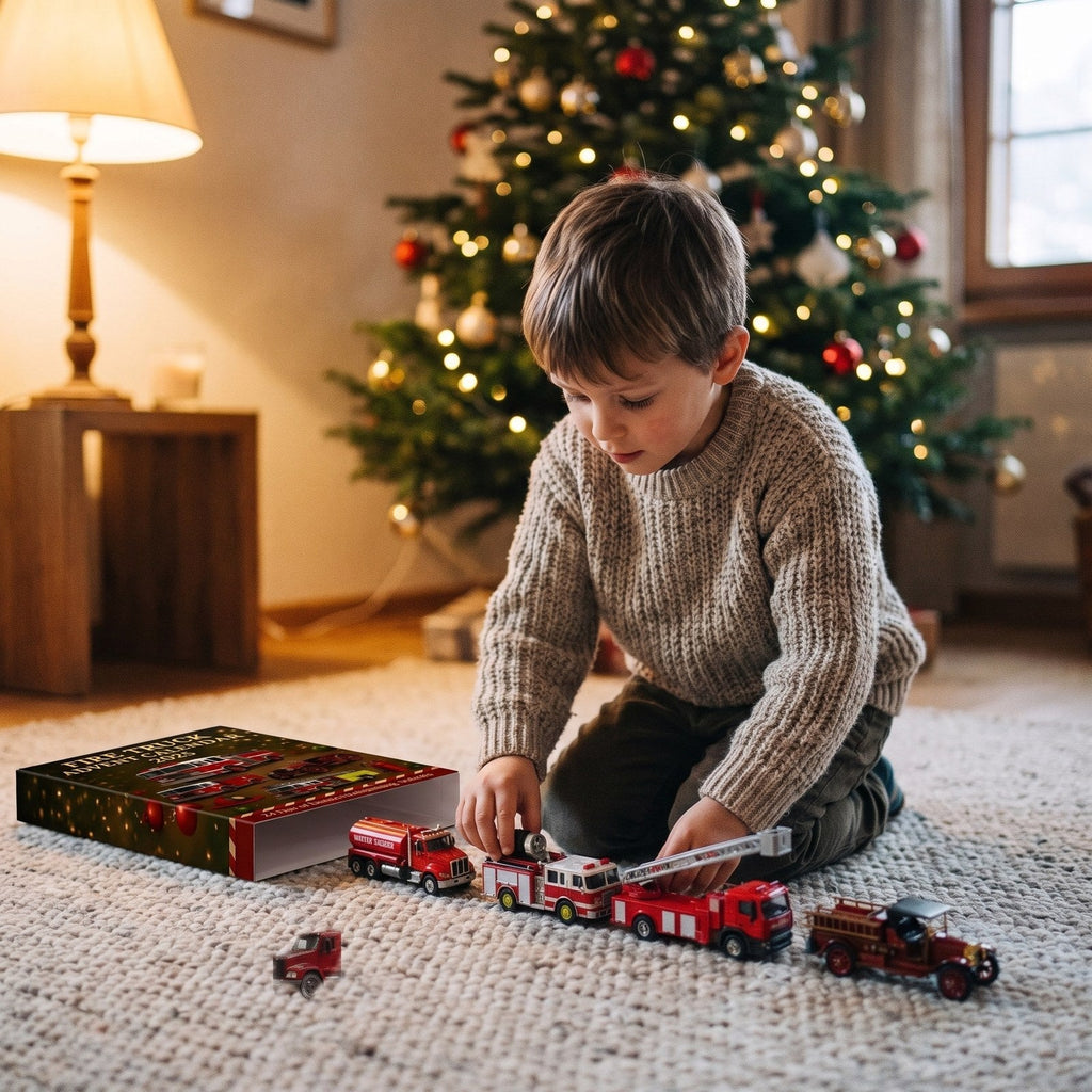 Fire Engine Advent Calendar for Kids with 24 Toy Fire Vehicles 2026