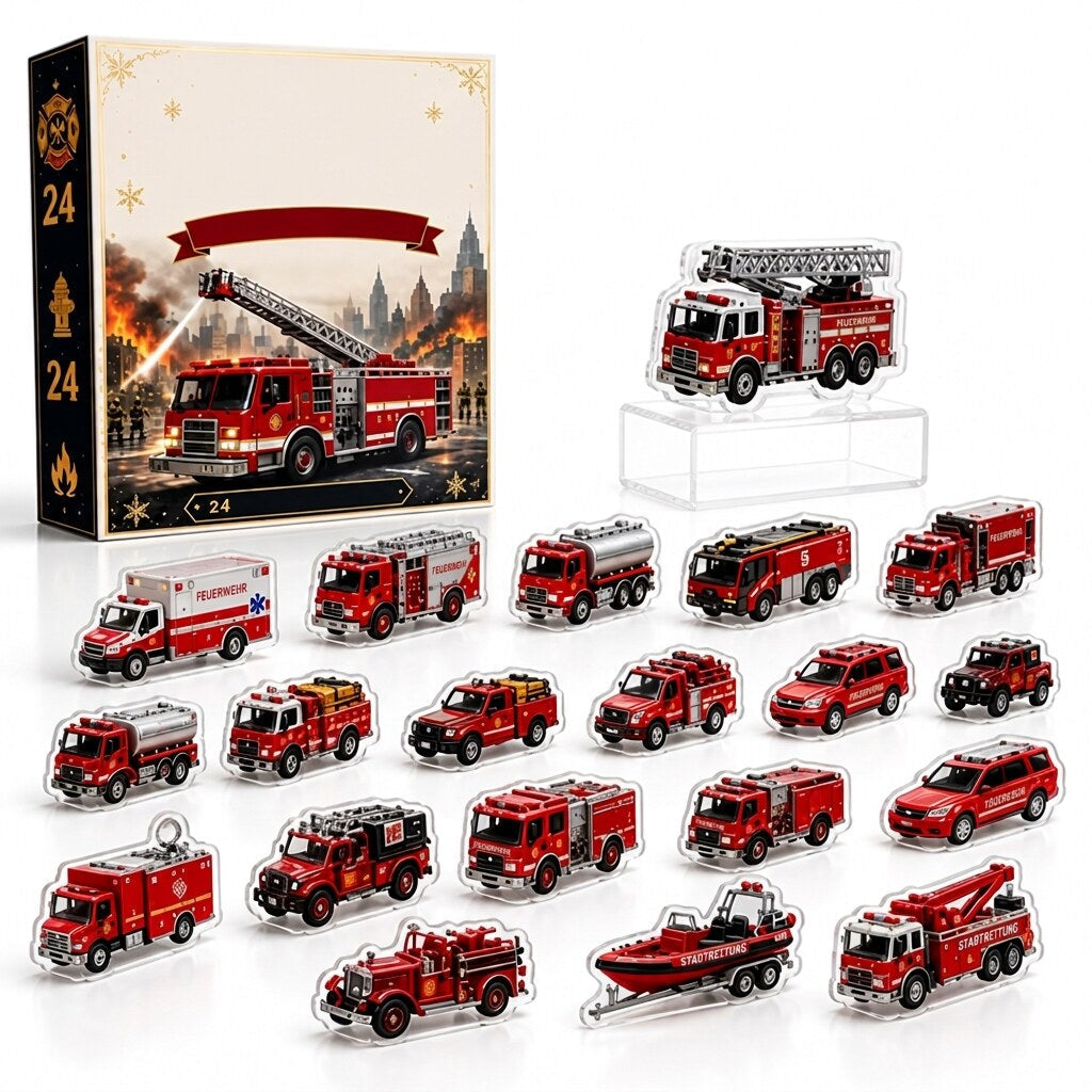 Fire Engine Advent Calendar with 24 Acrylic Vehicle Figures 2026