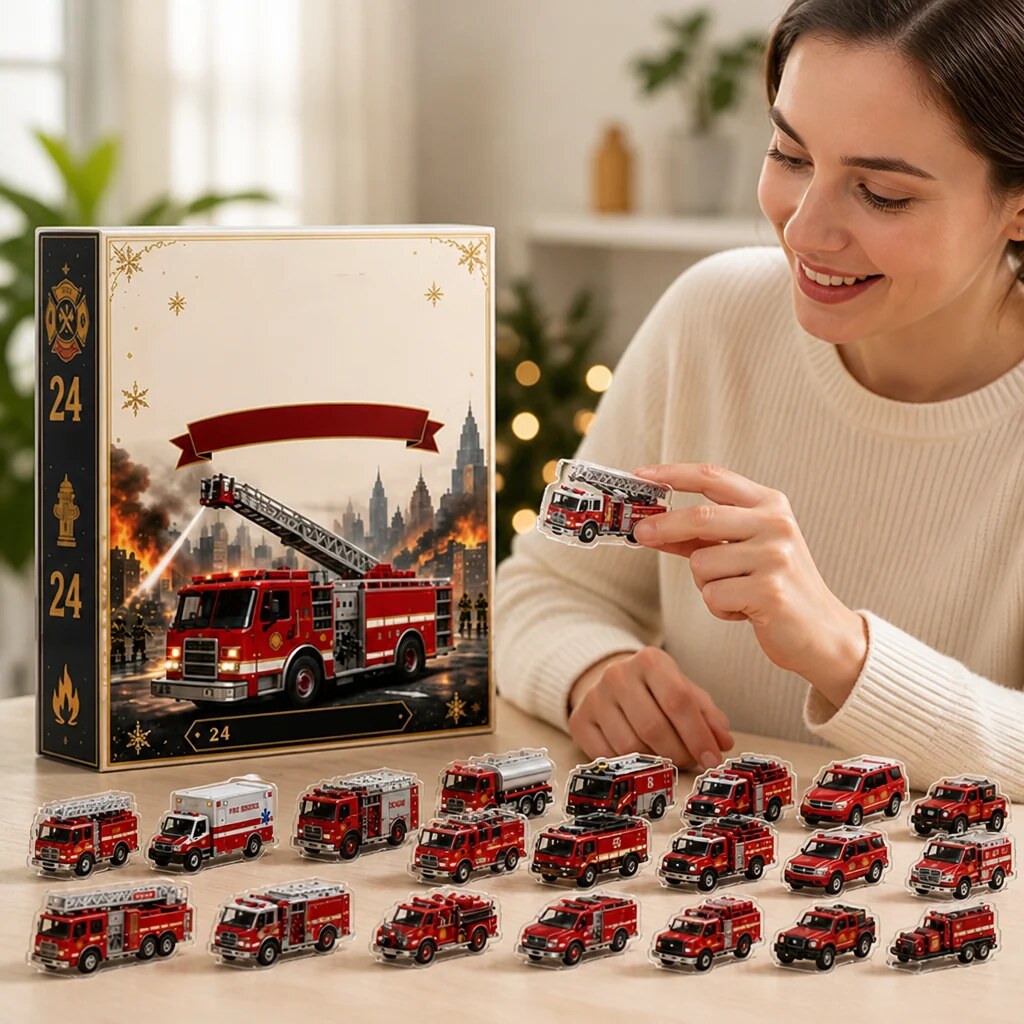 Fire Engine Advent Calendar with 24 Acrylic Vehicle Figures 2026