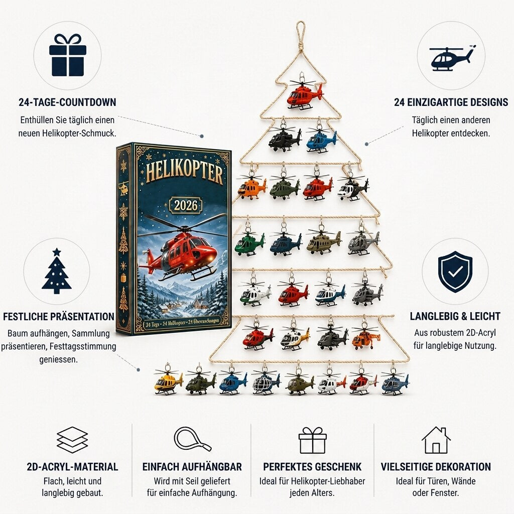 Aircraft Ornament Advent Calendar with 24 Acrylic Pendants 2026