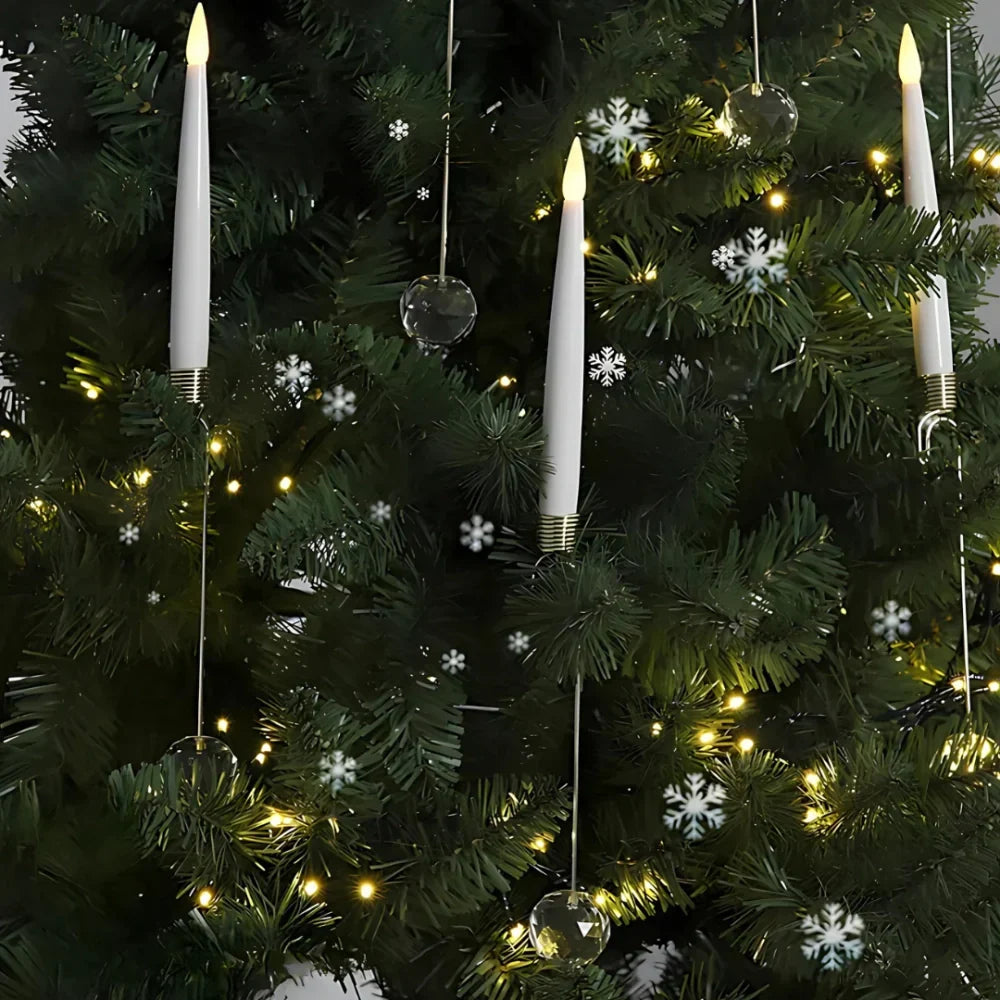 Flickering LED Christmas Tree Candles with Remote Control – Dimmable, Timer, Warm White, Battery-Powered Decoration