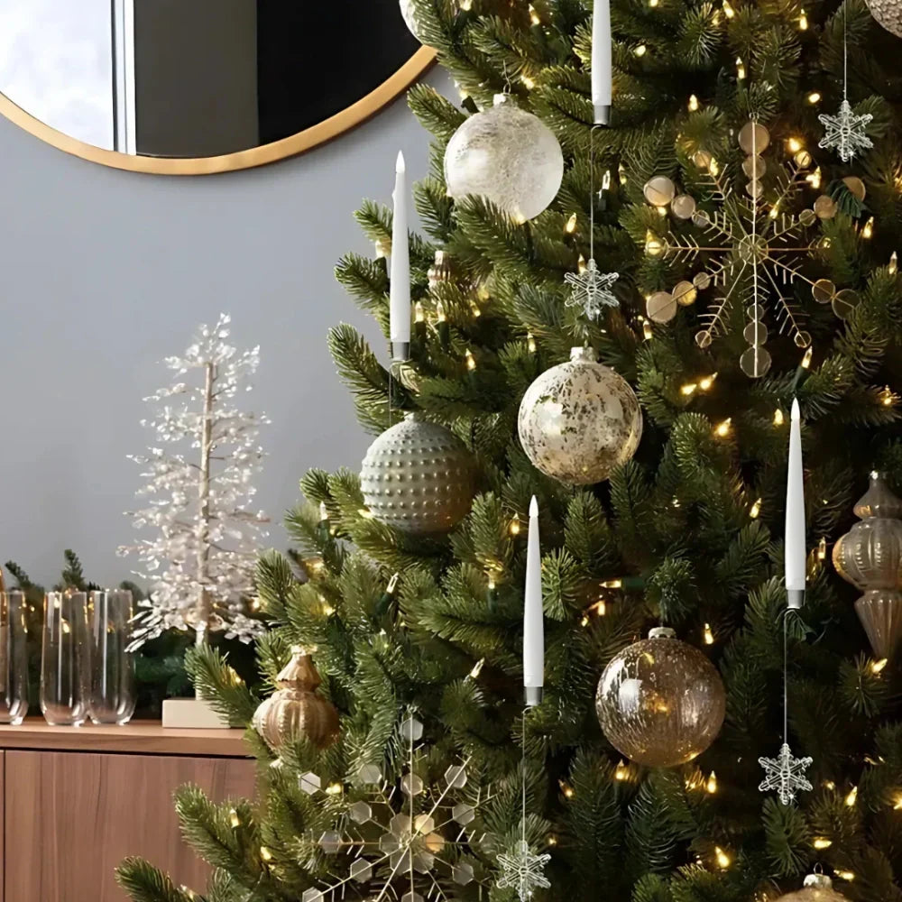 Flickering LED Christmas Tree Candles with Remote Control – Dimmable, Timer, Warm White, Battery-Powered Decoration