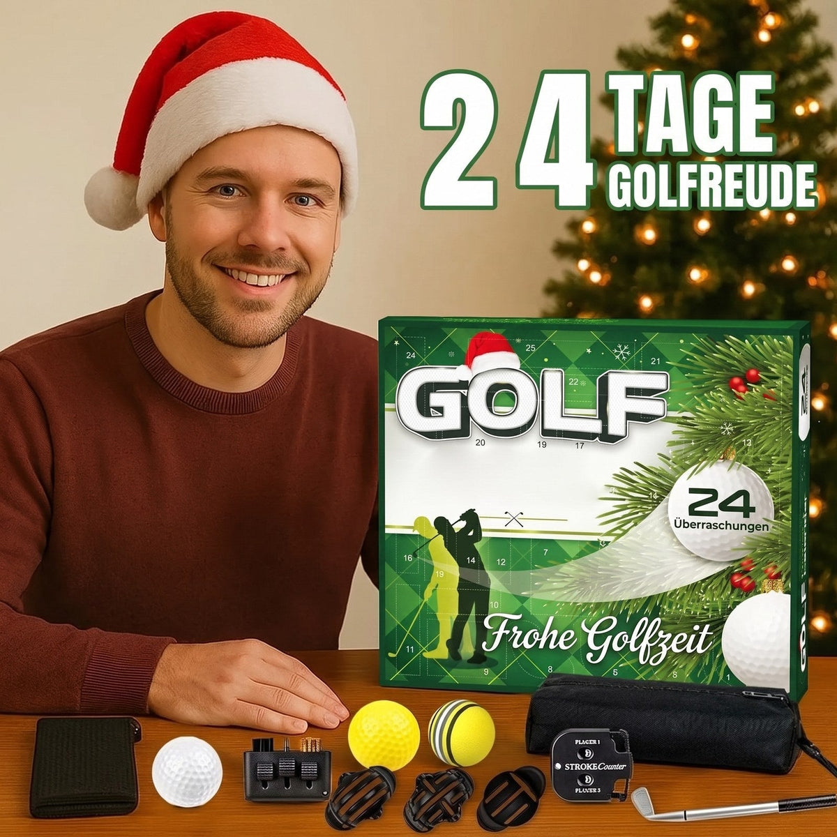 Golf Advent Calendar with 24 Golf Items, Balls, Tees and Alignment Tool 2026