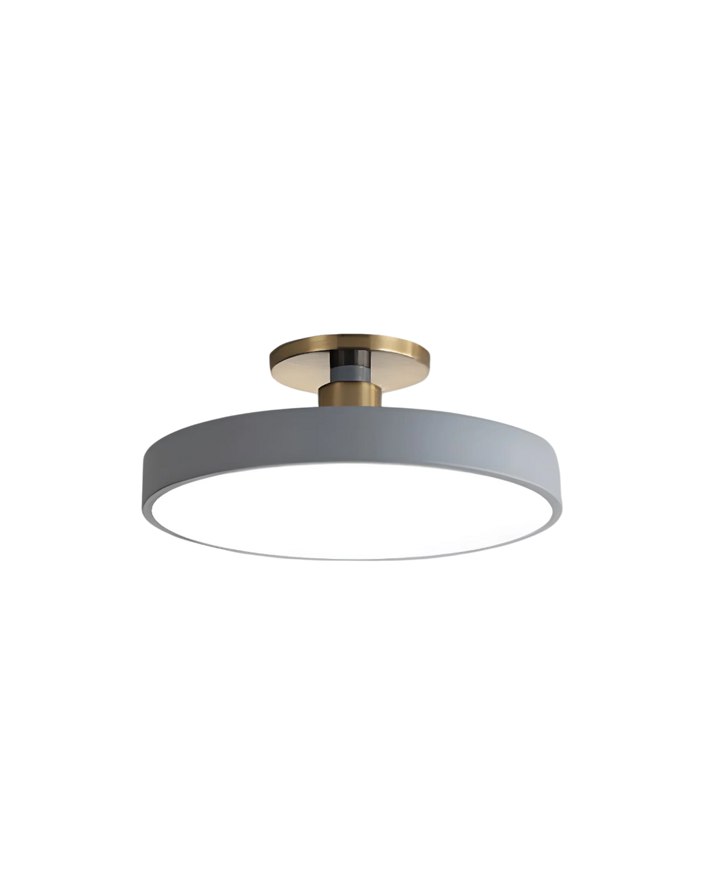 Modern Round Ceiling Light with Gold Detail & Acrylic Diffuser – Minimalist Semi-Flush for Living Room & Bedroom