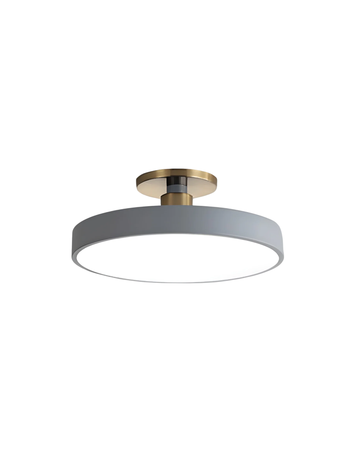 Modern Round Ceiling Light with Gold Detail & Acrylic Diffuser – Minimalist Semi-Flush for Living Room & Bedroom