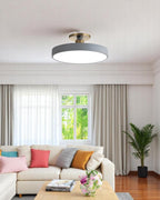 Modern Round Ceiling Light with Gold Detail & Acrylic Diffuser – Minimalist Semi-Flush for Living Room & Bedroom