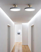 Modern Round Ceiling Light with Gold Detail & Acrylic Diffuser – Minimalist Semi-Flush for Living Room & Bedroom