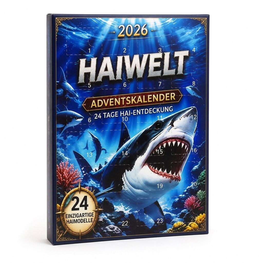 Shark Advent Calendar with 24 Sea Creature Figures, 2D or 3D 2026