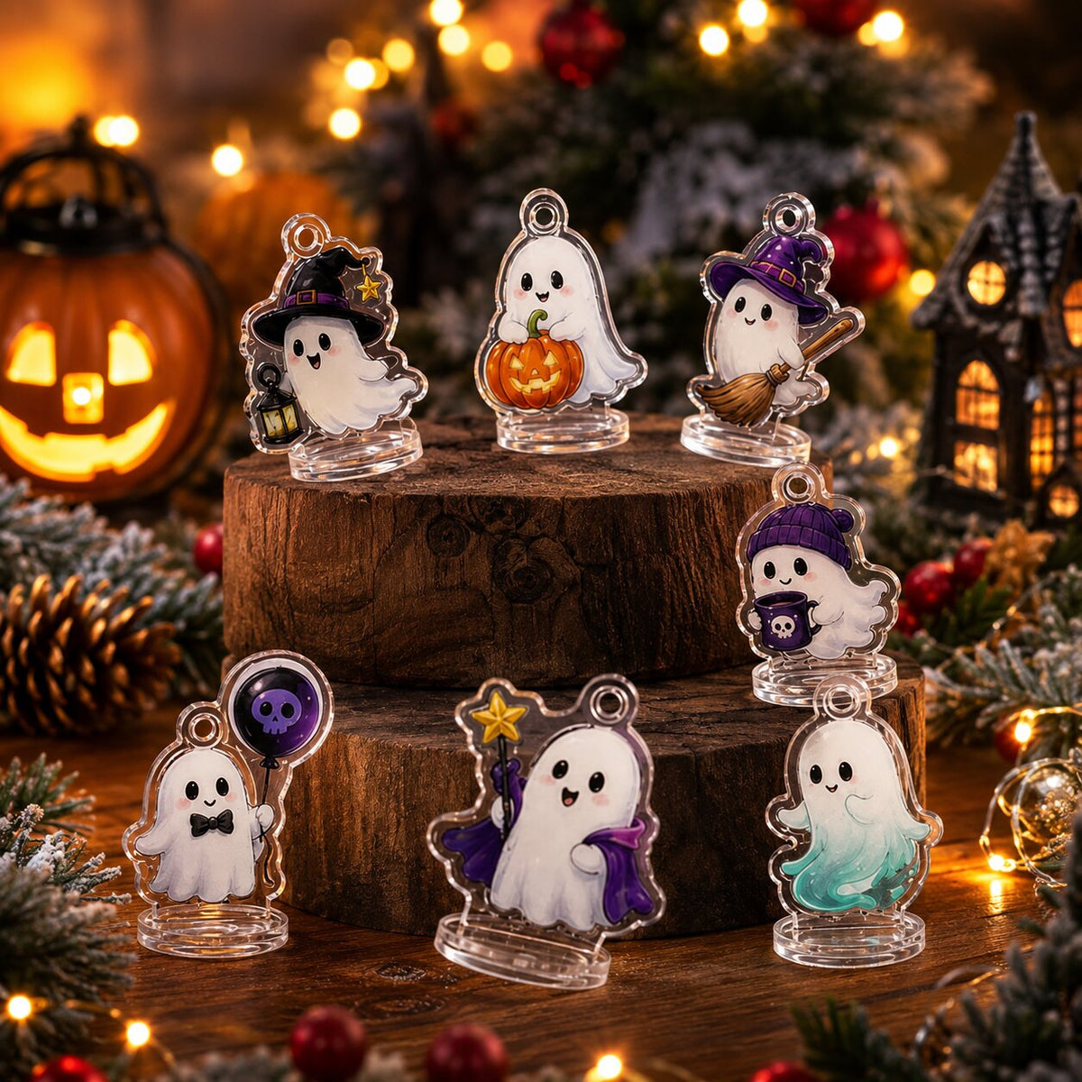 Halloween Countdown Calendar with 24 Flat Plastic Ghost Figures 2026