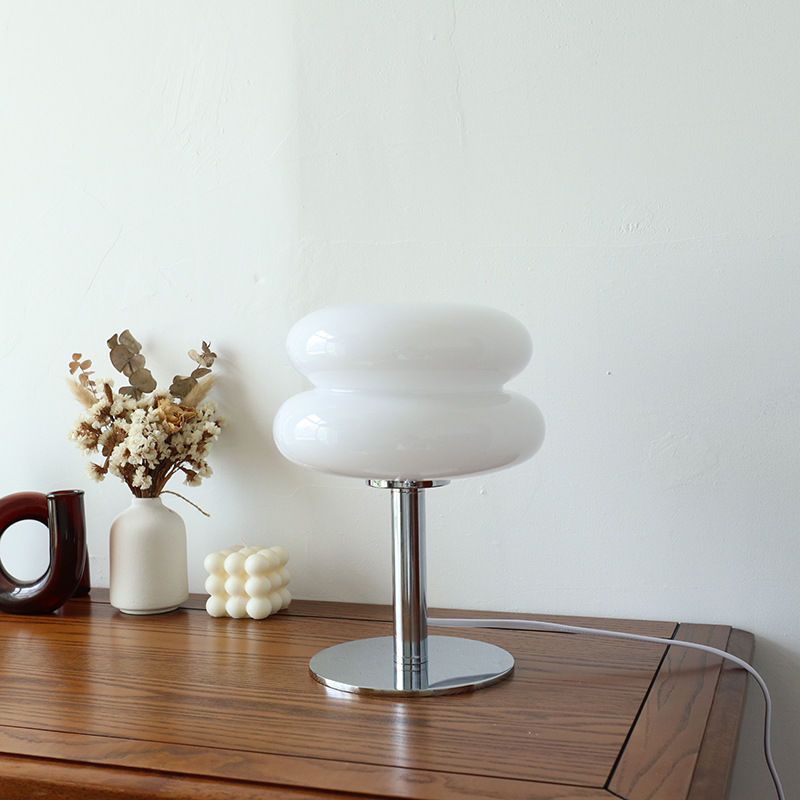 Glass Egg Table Lamp – Italian Design, Dimmable LED with Rotary Knob, Iron & Glass – for Bedroom, Living Room & Study