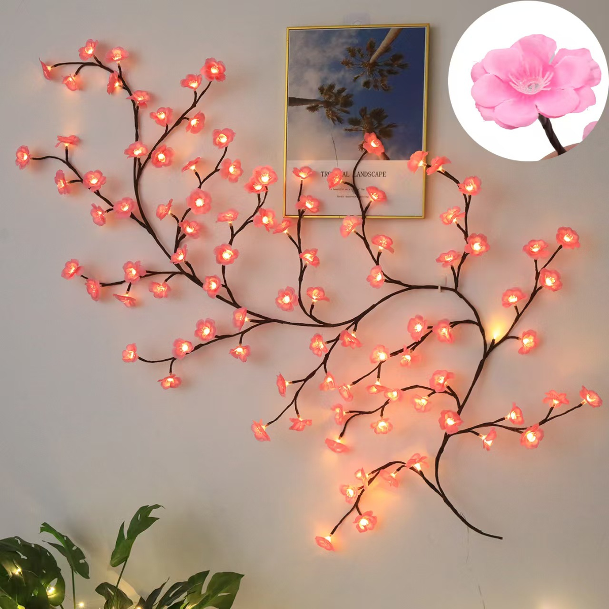 LED Ice Blossom String Lights, 160 cm – 18 Branches, 72 LEDs, USB Fairy Lights for Living Room, Bedroom & Party Decoration