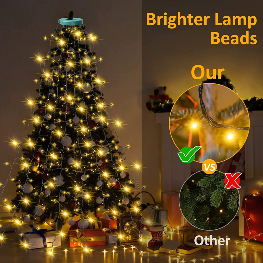 LED Waterfall Christmas Tree Lights – Dimmable Hanging Light Curtain with Remote Control & Timer for the Holidays