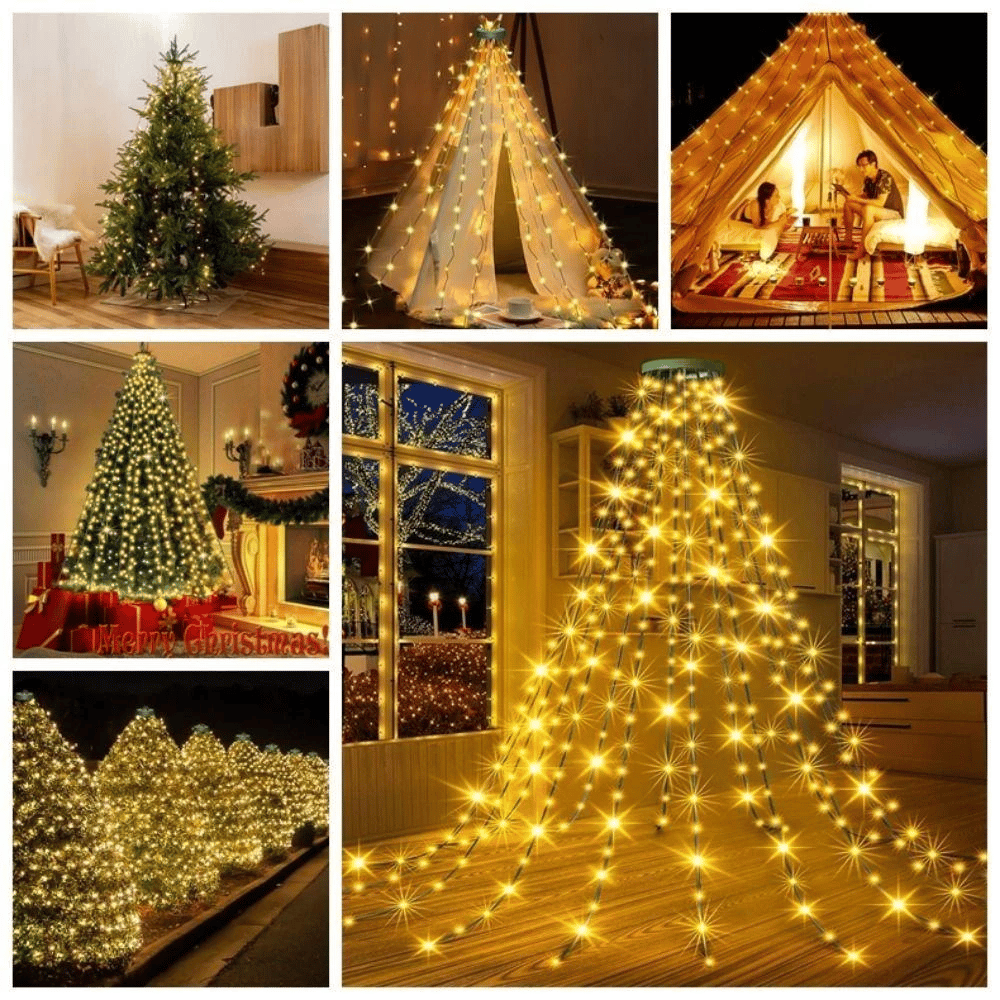 LED Waterfall Christmas Tree Lights – Dimmable Hanging Light Curtain with Remote Control & Timer for the Holidays