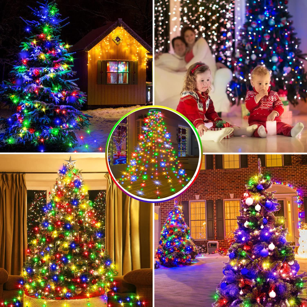 LED Waterfall Christmas Tree Lights – Dimmable Hanging Light Curtain with Remote Control & Timer for the Holidays
