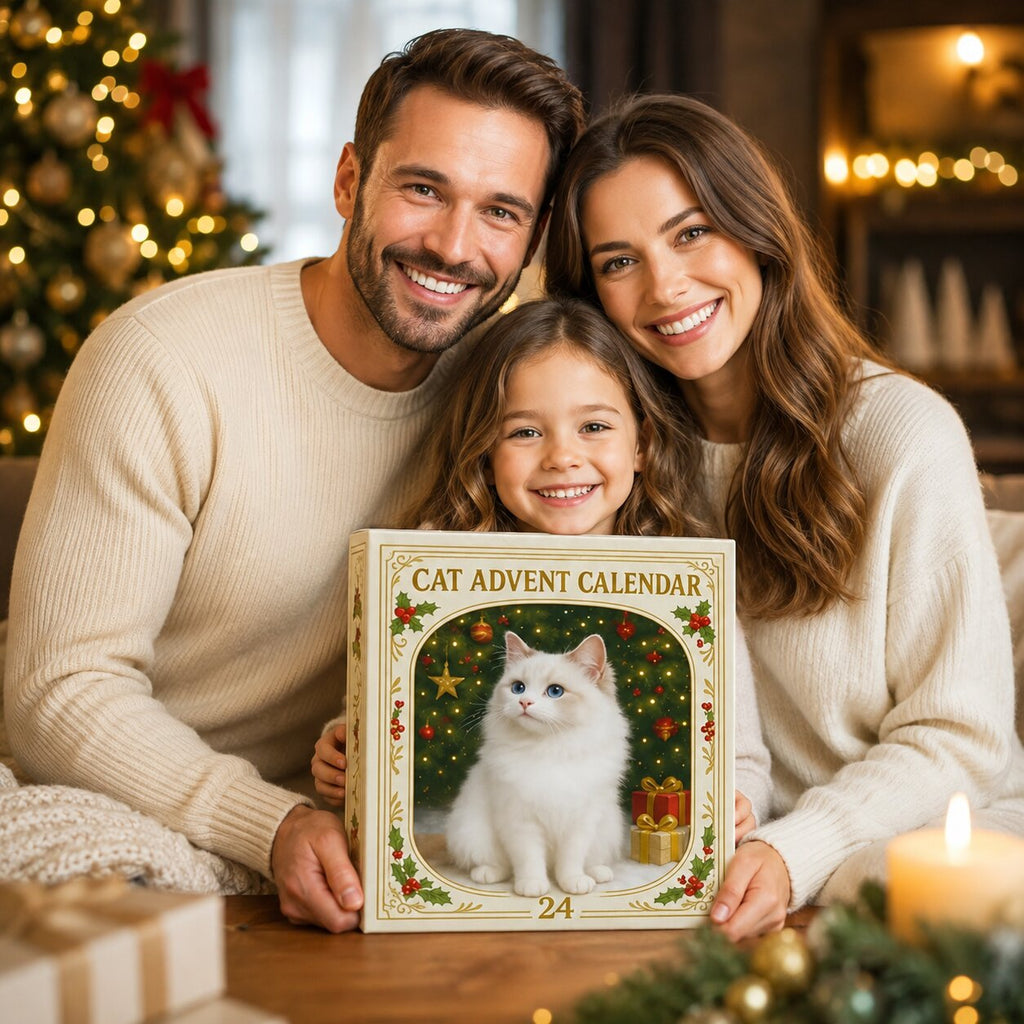 Cat Ornament Advent Calendar with 24 Flat Acrylic-Style Cat Decorations 2026
