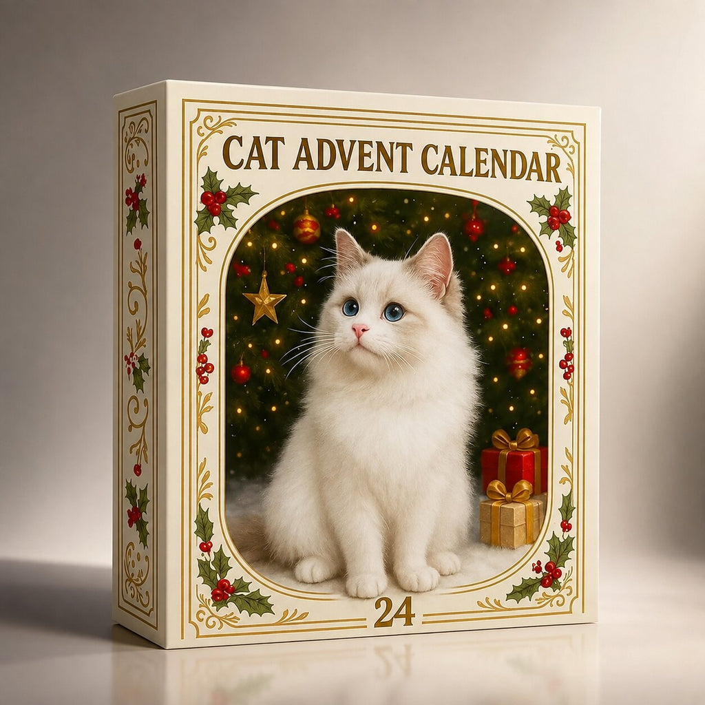 Cat Ornament Advent Calendar with 24 Flat Acrylic-Style Cat Decorations 2026