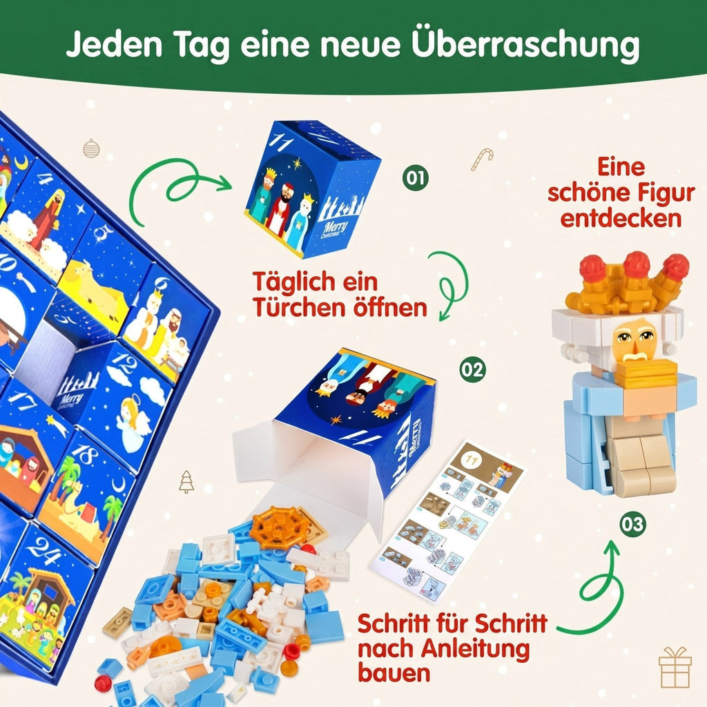 Nativity Scene Building Block Advent Calendar with 24 Sets 2026