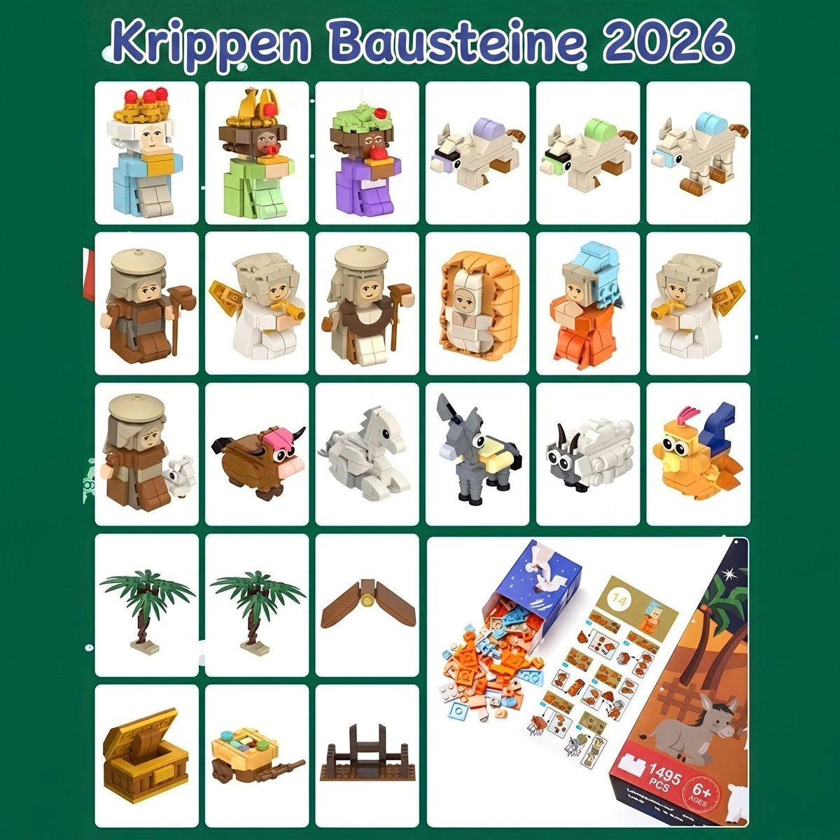 Nativity Scene Building Block Advent Calendar with 24 Sets 2026