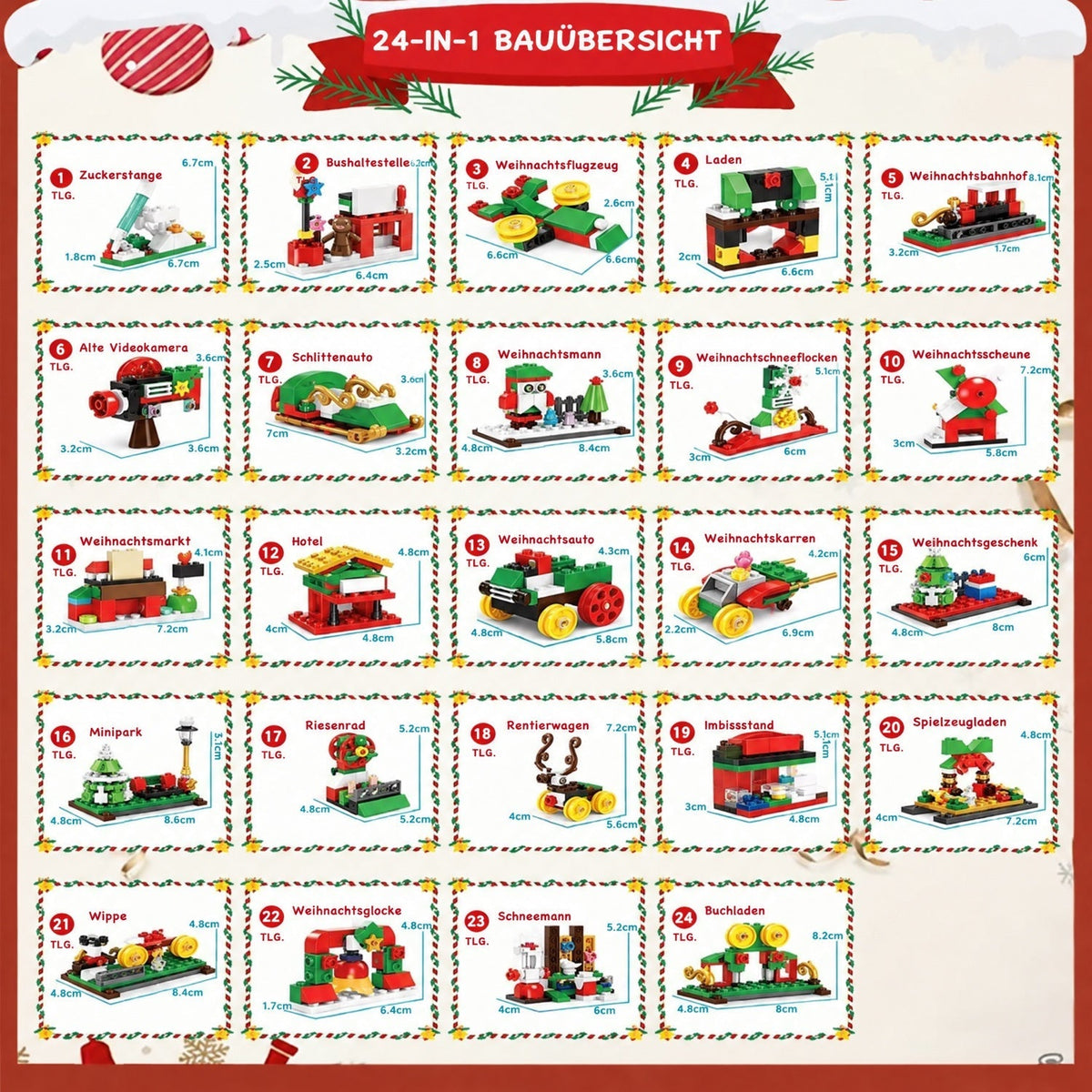 Light-Up Building Block Advent Calendar with 24 Sets and LED Lights 2026