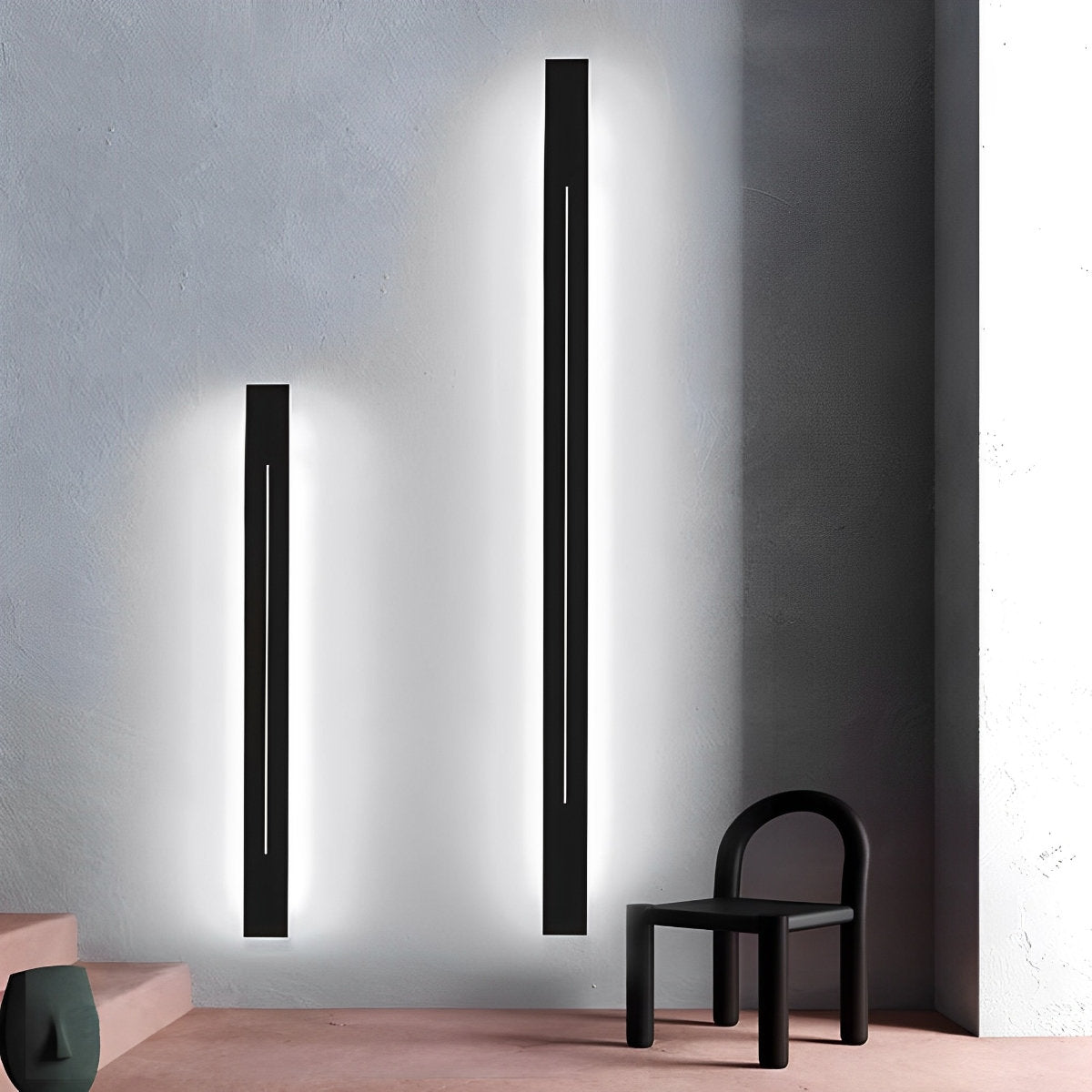 Linear LED Strip Wall Light – Black Iron & Acrylic, 60–120 cm, 3 Colour Modes, Minimalist Mirror Accent for Living Room & Bedroom