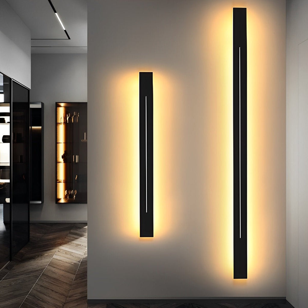 Linear LED Strip Wall Light – Black Iron & Acrylic, 60–120 cm, 3 Colour Modes, Minimalist Mirror Accent for Living Room & Bedroom