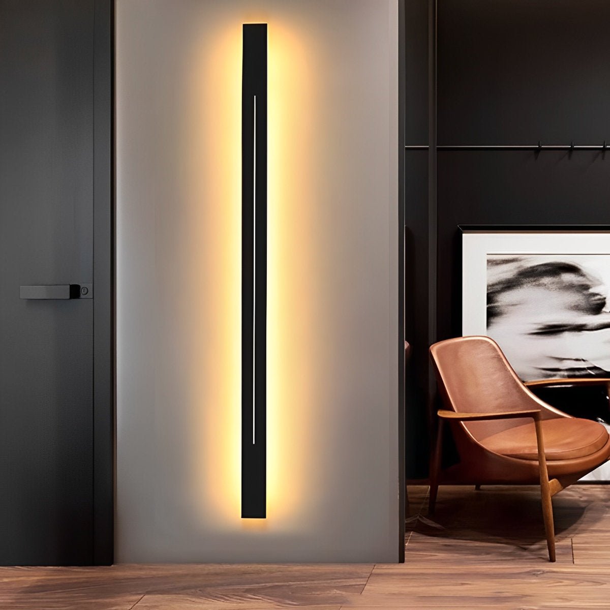 Linear LED Strip Wall Light – Black Iron & Acrylic, 60–120 cm, 3 Colour Modes, Minimalist Mirror Accent for Living Room & Bedroom