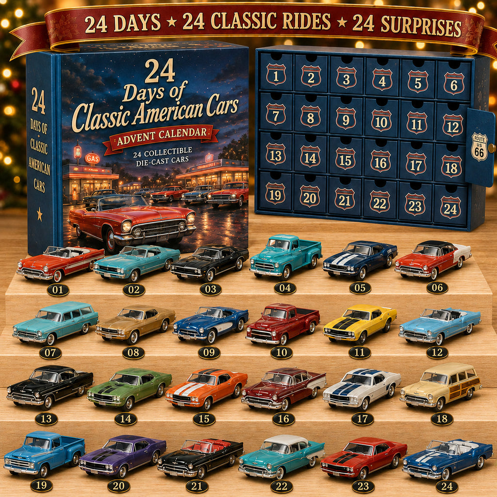 Motrella | Car Advent Calendar with 24 Miniature Classic American-Style Cars