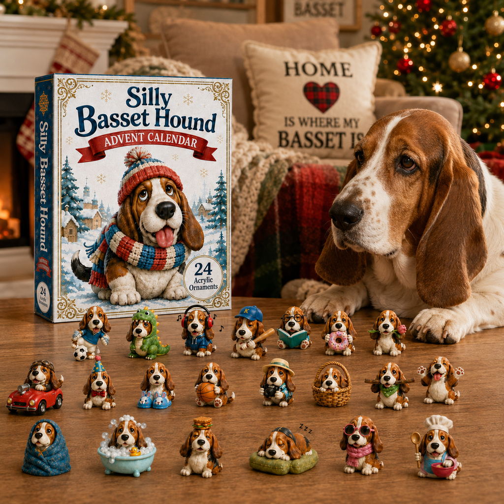 Basset Hound Ornament Advent Calendar with 24 Acrylic Pendants 2026
